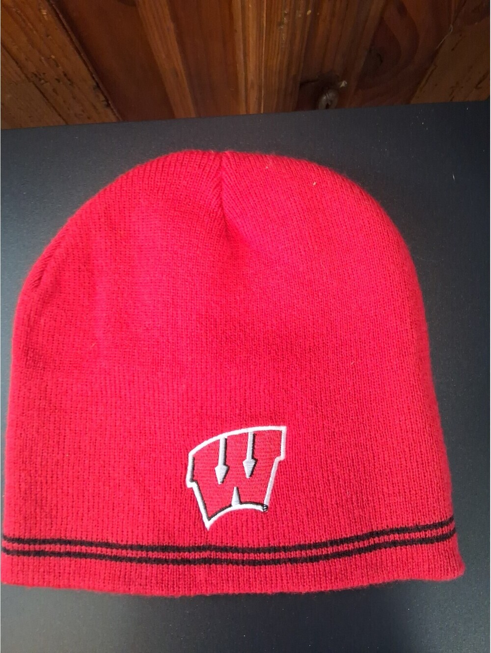 Wisconsin Badgers  & Wisconsin National Guard Red Beanie Hat With "W" Logo NCAA